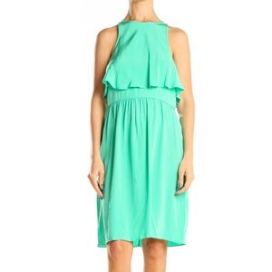 Tibi 100% Silk Ruffle Flounce High Neck Sleeveless Dress, Fern Mint Green Size 6